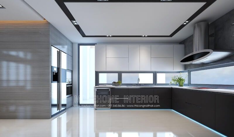 Khi sử dụng mẫu tủ bếp gỗ công nghiệp màu đen, bạn có thể tạo ra một không gian có sự huyền bí và sang trọng.